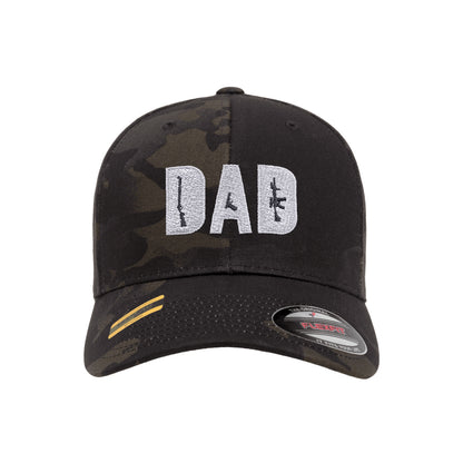 Dad Embroidered Black Mutlicam Hat FlexFit