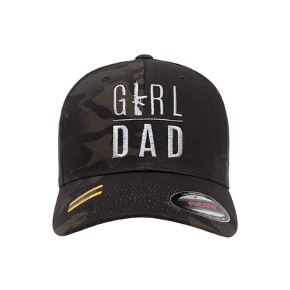 Gun Owning Girl Dad V2 Embroidered Black Mutlicam Hat FlexFit