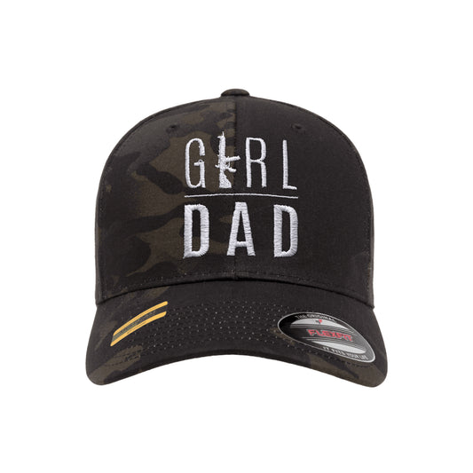 Gun Owning Girl Dad V2 Embroidered Black Mutlicam Hat FlexFit