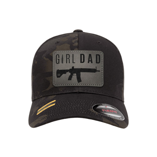 Gun-Owning Girl Dad V1 Leather Patch Black Mutlicam Hat FlexFit