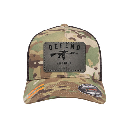 Defend America Leather Patch Tactical Arid Flexfit Fitted Hat