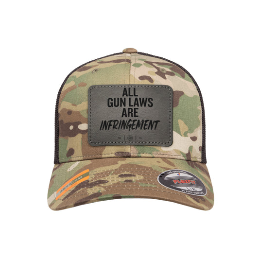 All Gun Laws Are Infringement Leather Patch Tactical Arid Flexfit Fitted Hat