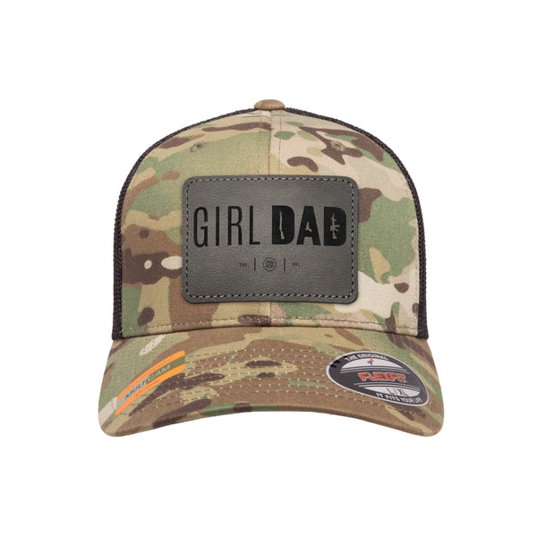 Gun-Owning Girl Dad Leather Patch Tactical Arid Flexfit Fitted Hat L/XL (7 1/8” - 7 5/8”)