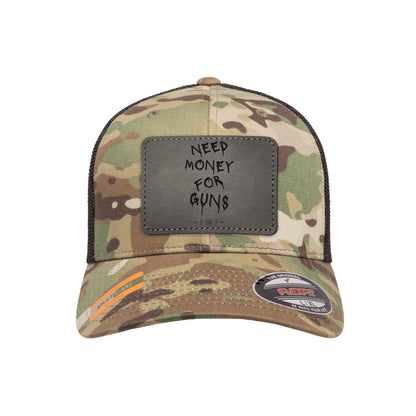 Need Money For Guns Leather Patch Tactical Arid Flexfit Fitted Hat