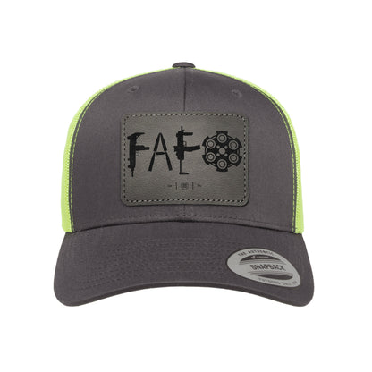 F Around & Find Out FAFO Leather Patch Trucker Hat