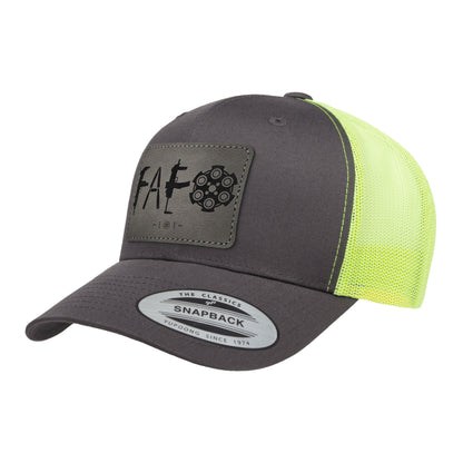 F Around & Find Out FAFO Leather Patch Trucker Hat