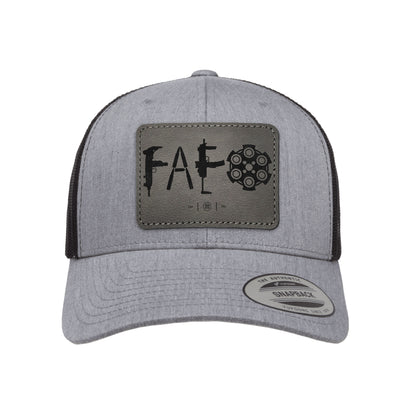 F Around & Find Out FAFO Leather Patch Trucker Hat
