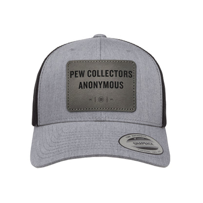 Pew Collectors Anonymous Leather Patch Trucker Hat