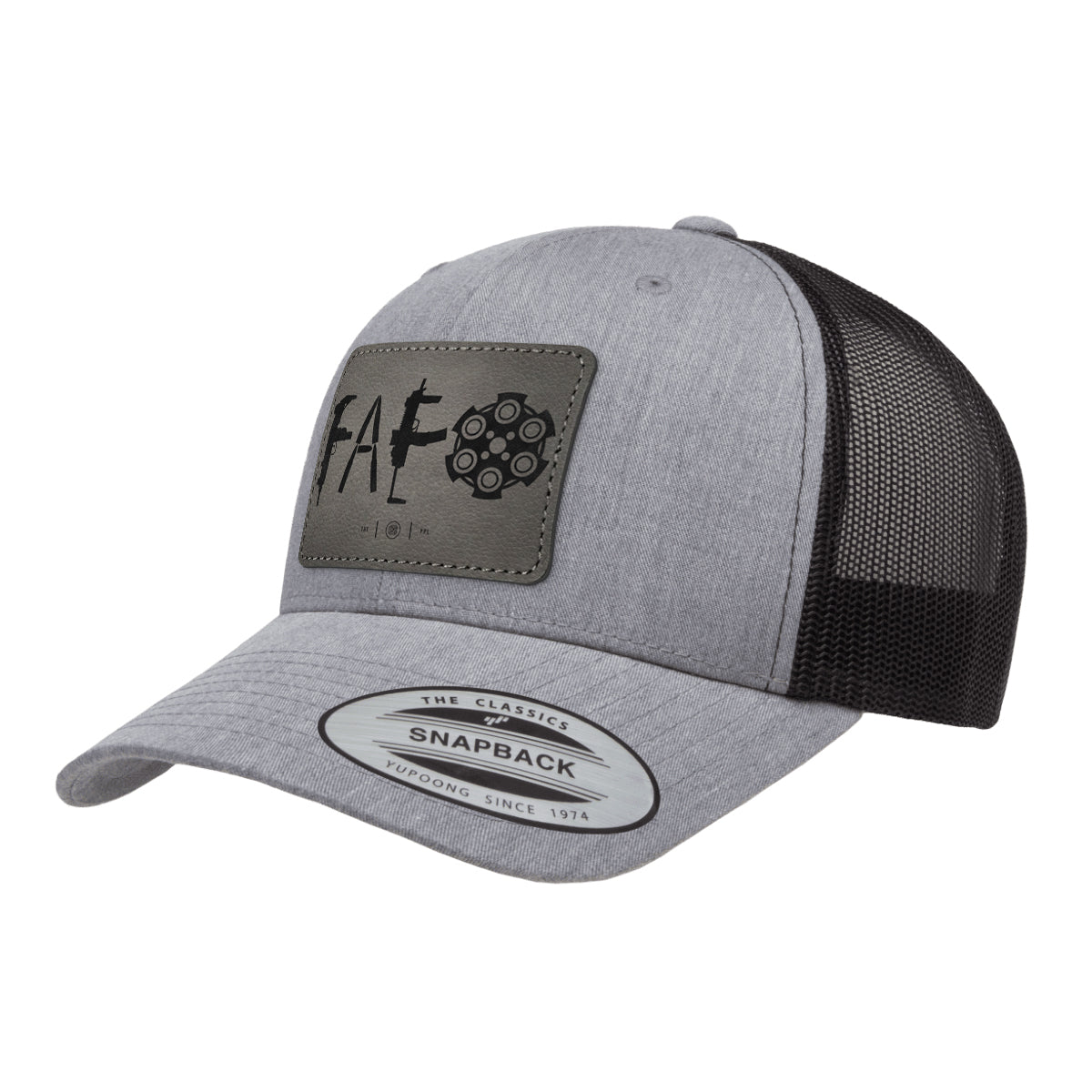 F Around & Find Out FAFO Leather Patch Trucker Hat