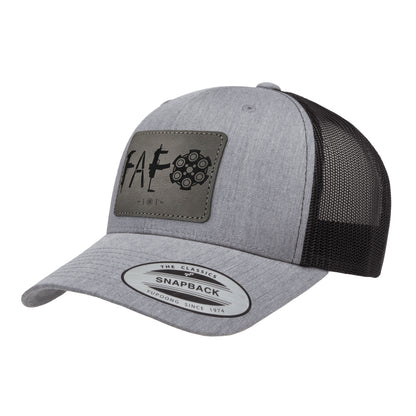 F Around & Find Out FAFO Leather Patch Trucker Hat