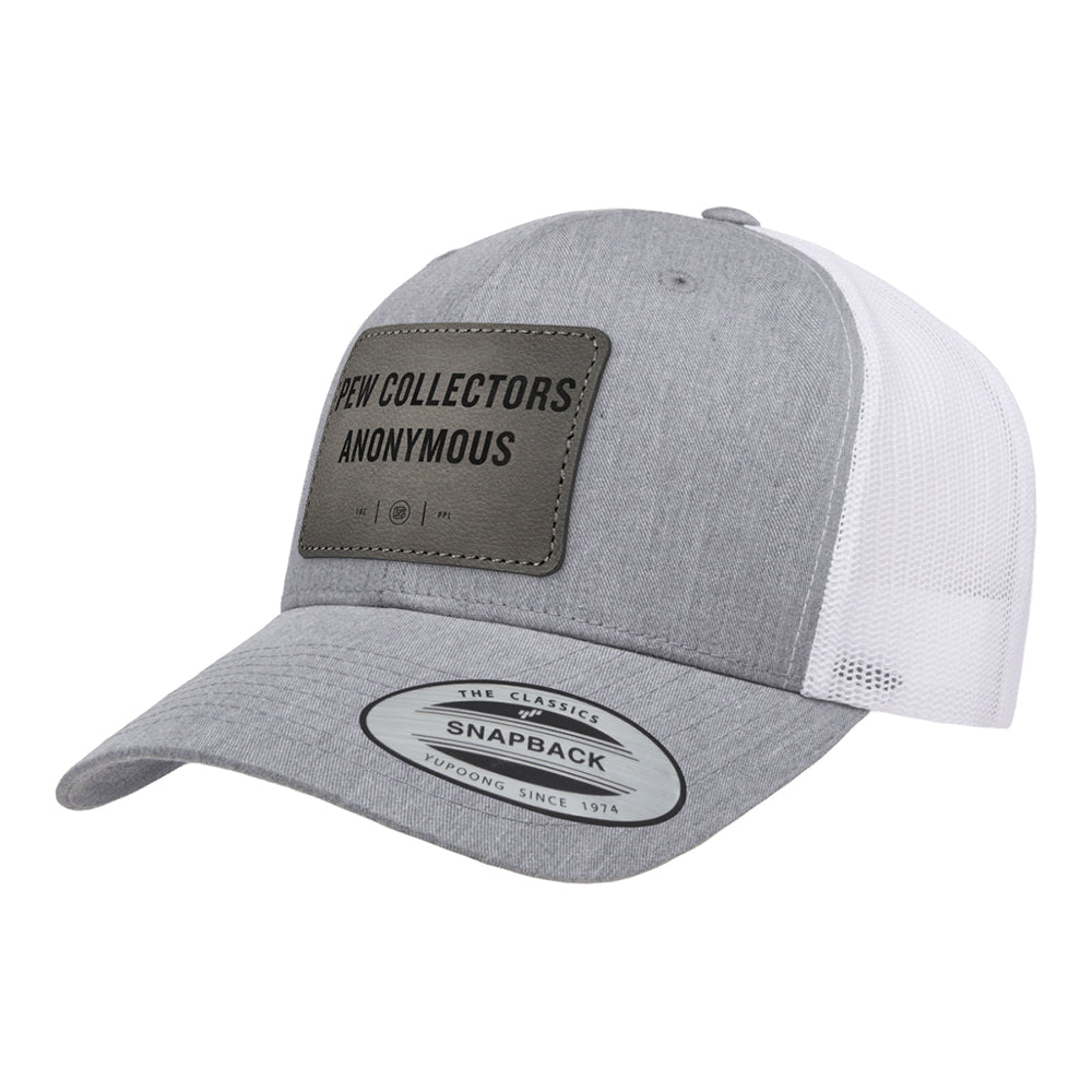 Pew Collectors Anonymous Leather Patch Trucker Hat