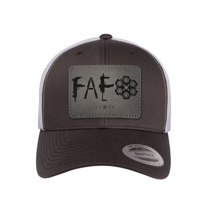 F Around & Find Out FAFO Leather Patch Trucker Hat