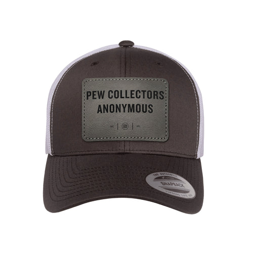 Pew Collectors Anonymous Leather Patch Trucker Hat