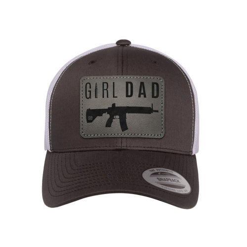 Gun-Owning Girl Dad V1 Leather Patch Trucker Hat