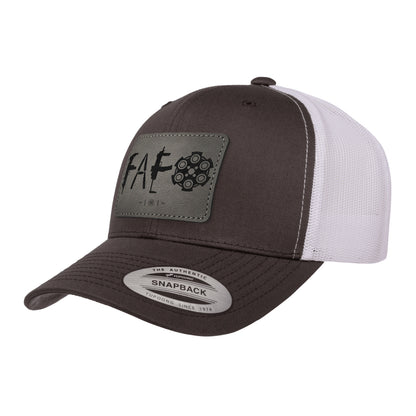 F Around & Find Out FAFO Leather Patch Trucker Hat