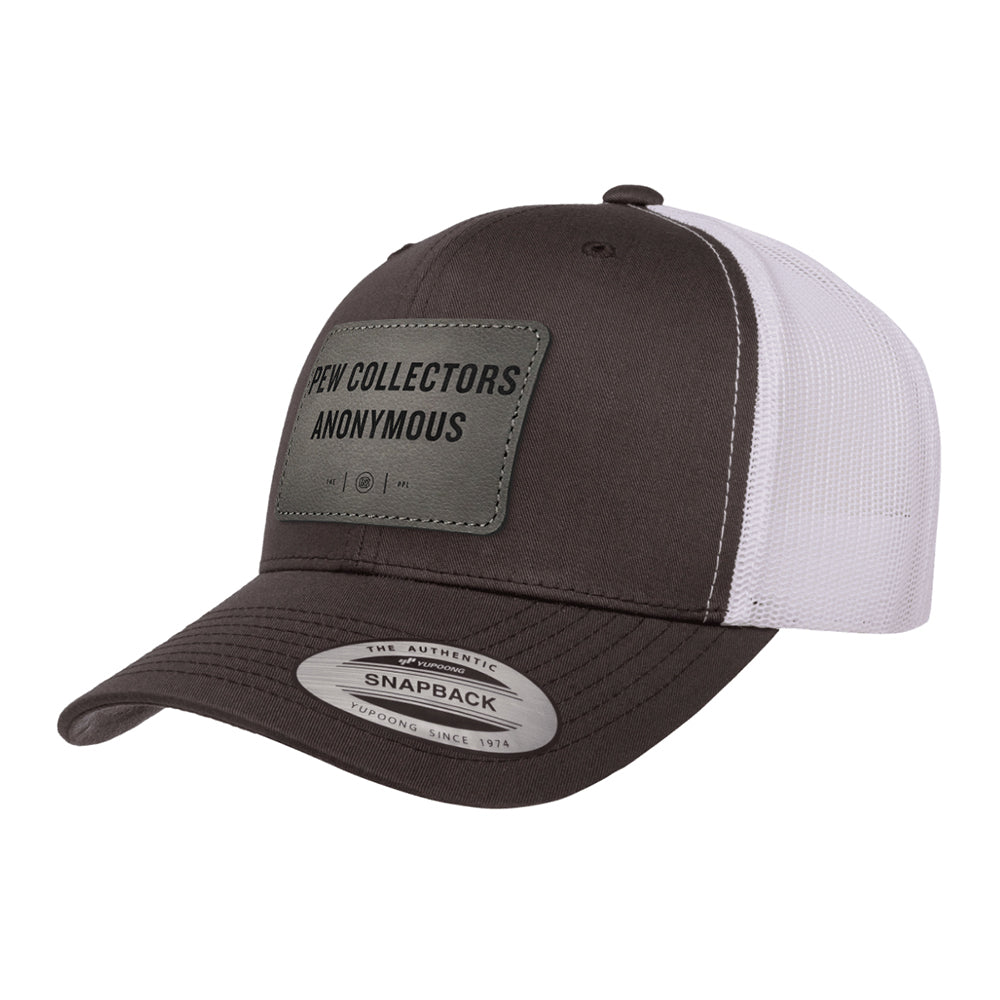 Pew Collectors Anonymous Leather Patch Trucker Hat