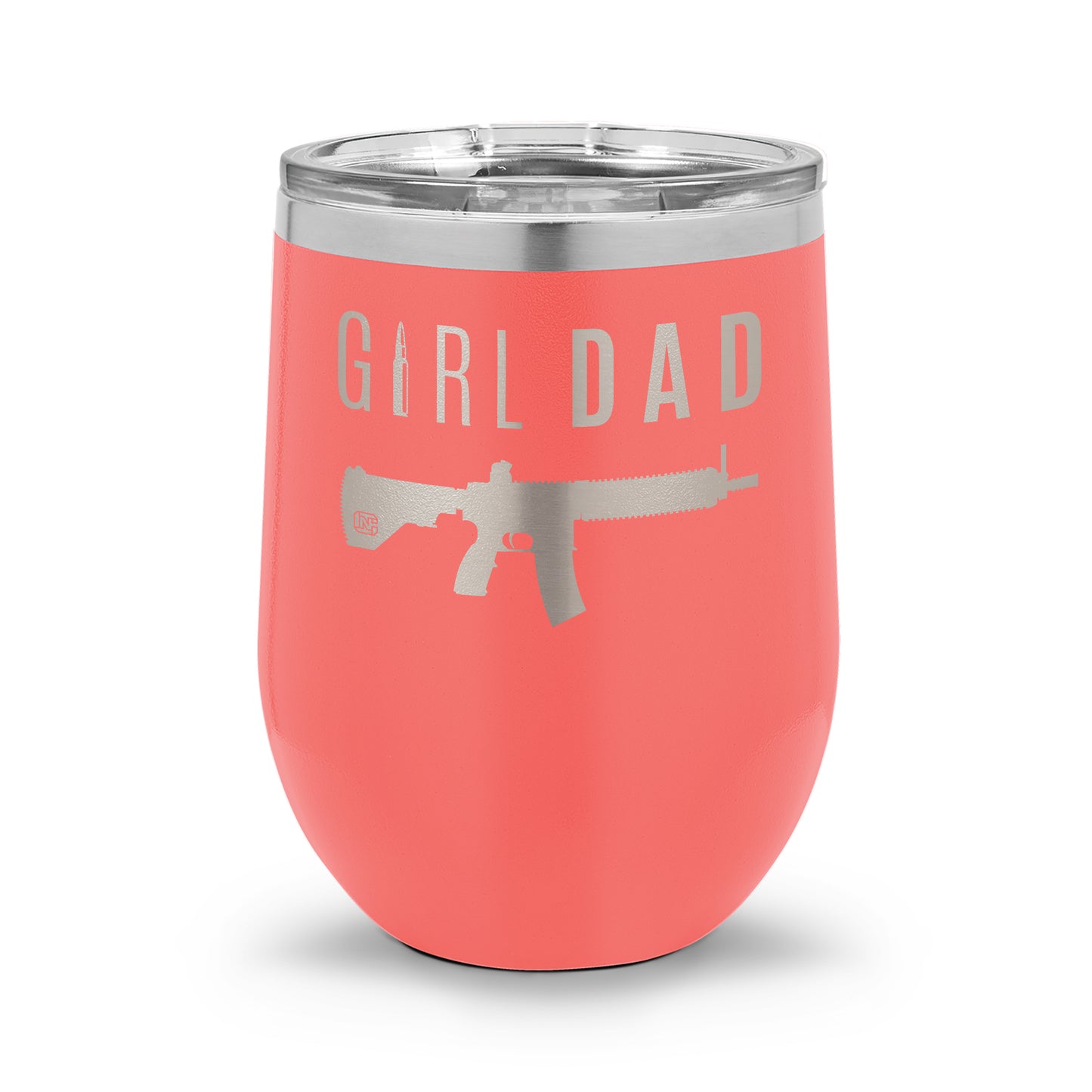 Gun-Owning Girl Dad V1 | 12oz Laser Etched Stemless Wine Cup