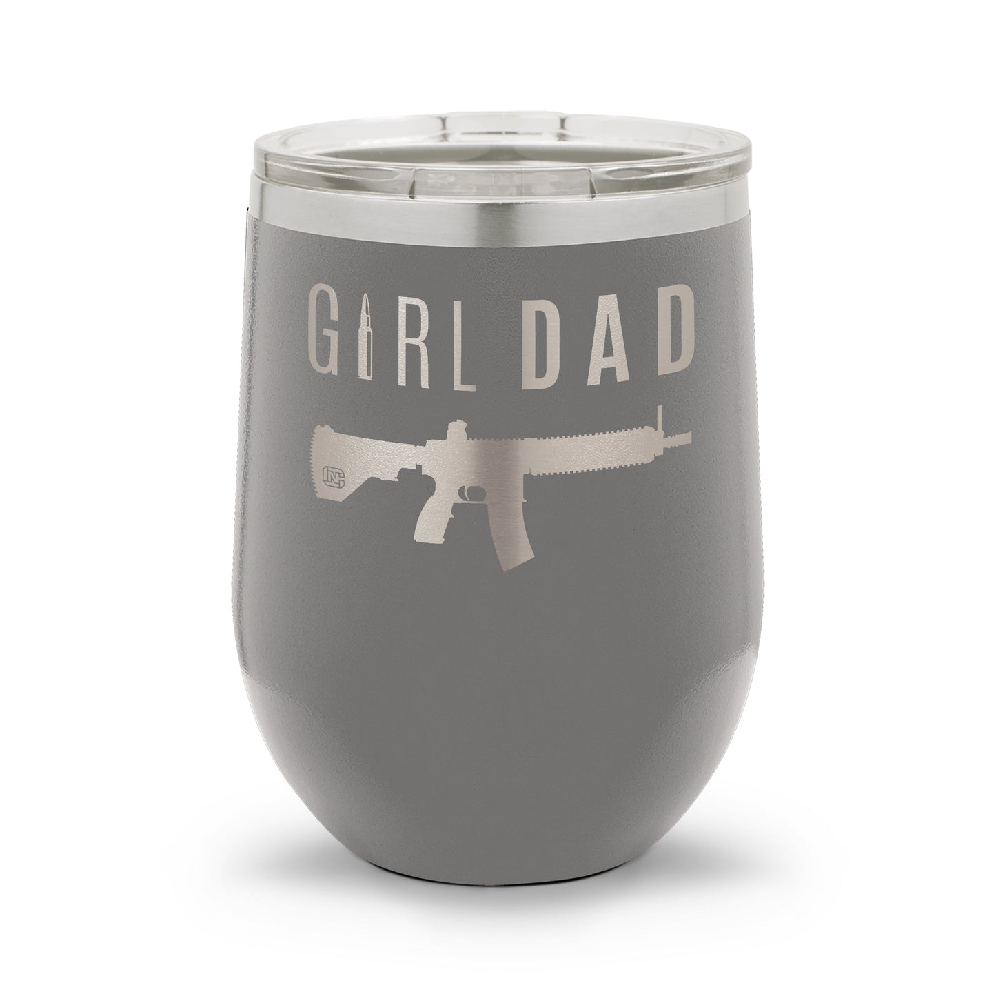 Gun-Owning Girl Dad V1 | 12oz Laser Etched Stemless Wine Cup