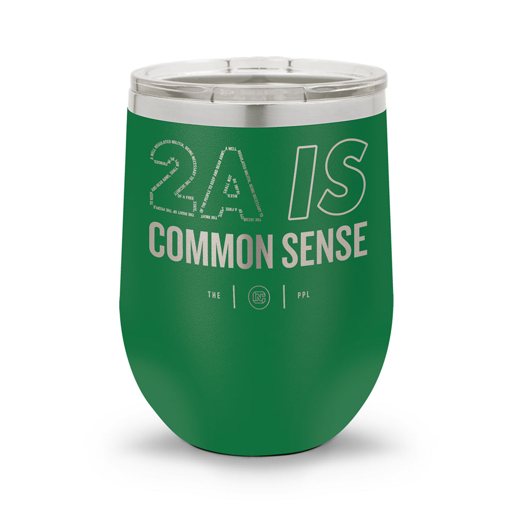 2A Is Common Sense | 12oz Laser Etched Stemless Wine Cup