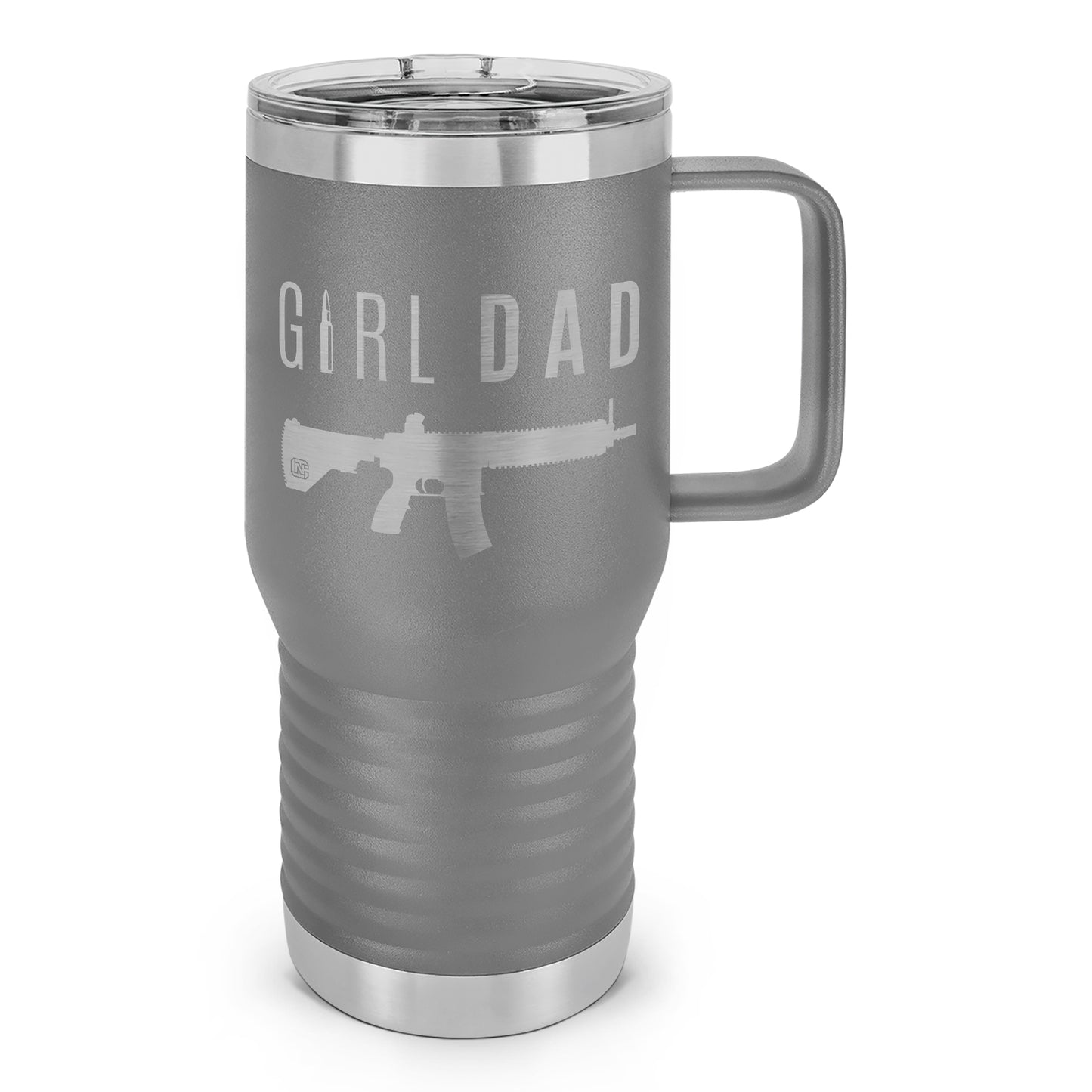 Gun-Owning Girl Dad V1 Laser Etched 20oz Travel Mug