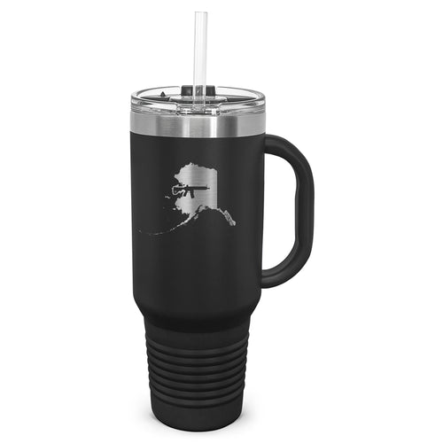 Keep Alaska Tactical Laser Etched 40oz Tumbler, Vacuum Insulated, With Handle & Straw
