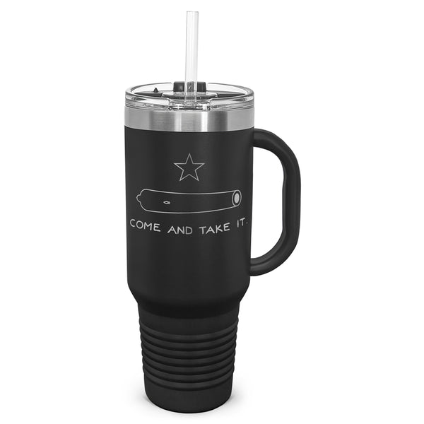Come And Take It Laser Etched 40oz Tumbler, Vacuum Insulated, With Handle & Straw
