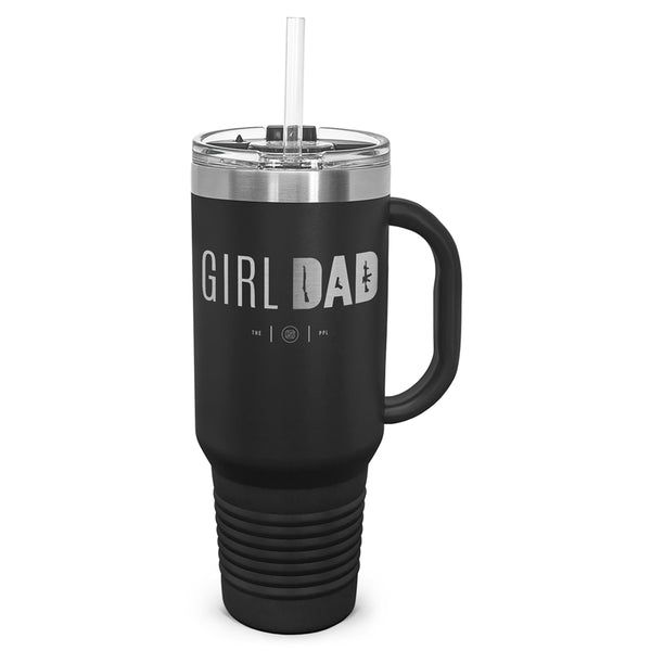 Gun-Owning Girl Dad Laser Etched 40oz Tumbler, Vacuum Insulated, With Handle & Straw