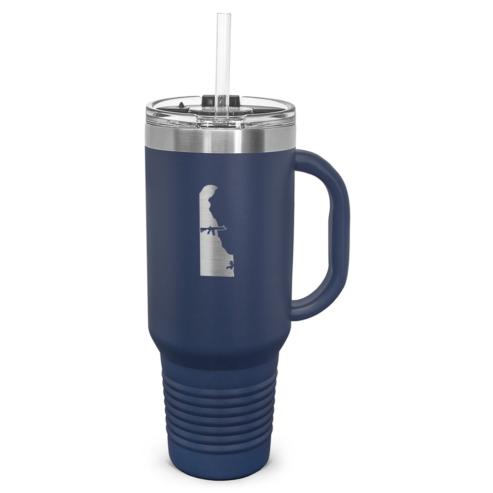 Keep Delaware Tactical Laser Etched 40oz Tumbler, Vacuum Insulated, With Handle & Straw