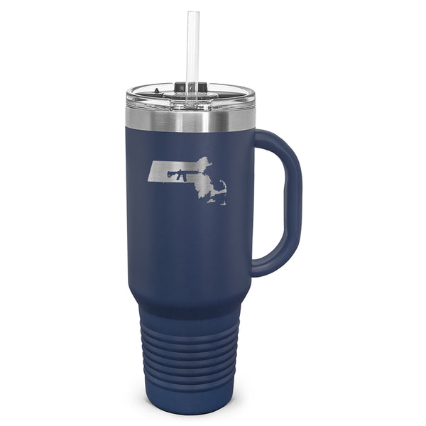 Keep Massachusetts Tactical Laser Etched 40oz Tumbler, Vacuum Insulated, With Handle & Straw