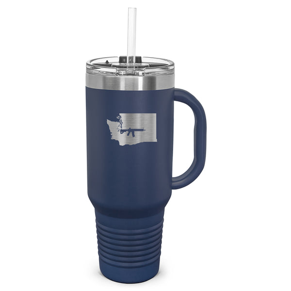 Keep Washington Tactical Laser Etched 40oz Tumbler, Vacuum Insulated, With Handle & Straw