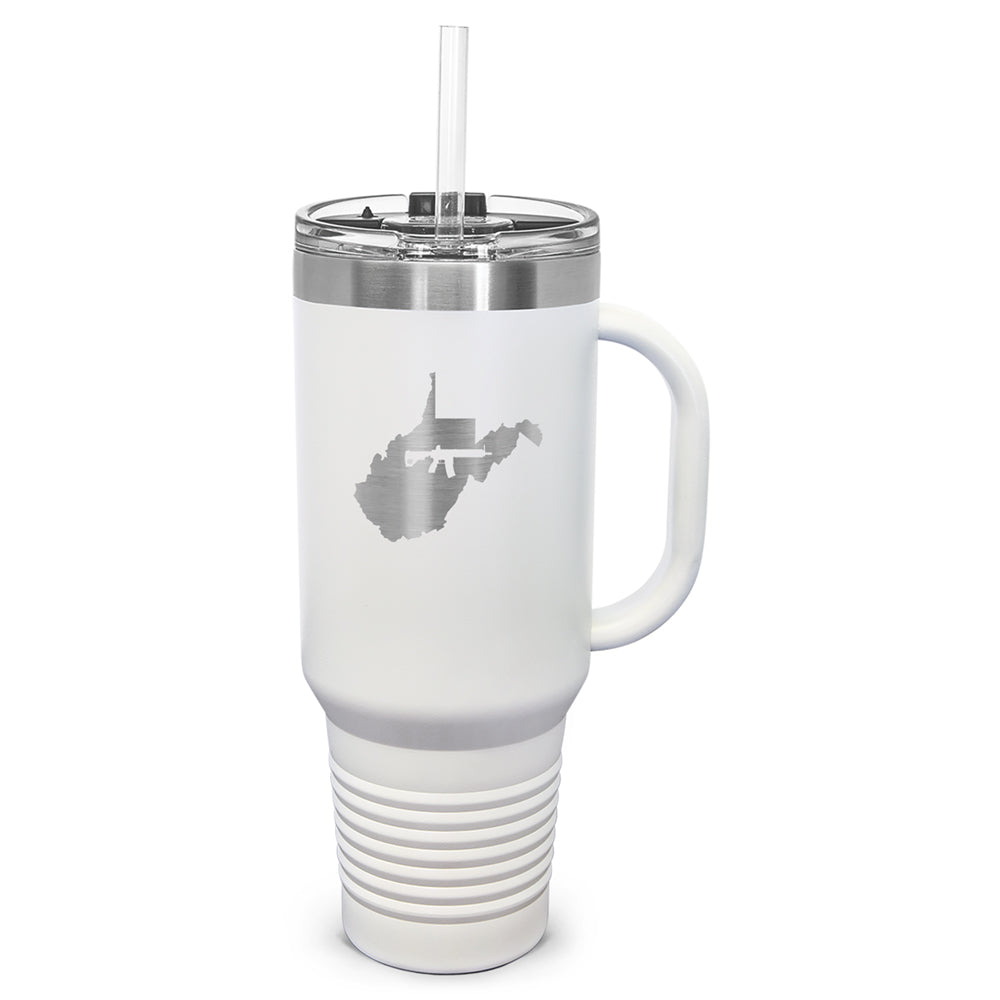 Keep West Virginia Tactical Laser Etched 40oz Tumbler, Vacuum Insulated, With Handle & Straw