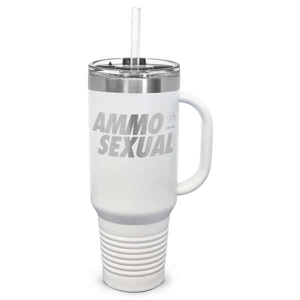 AmmoSexual Laser Etched 40oz Tumbler, Vacuum Insulated, With Handle & Straw