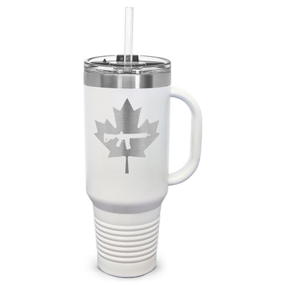 Keep Canada Tactical Maple Leaf Laser Etched 40oz Tumbler, Vacuum Insulated, With Handle & Straw