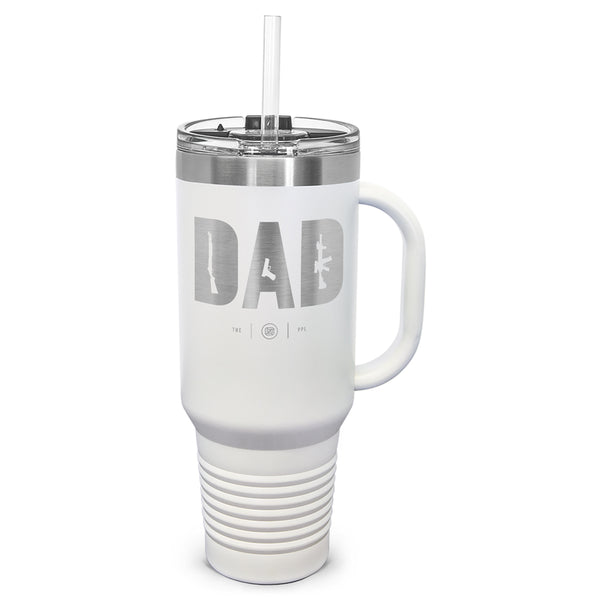 Gun-Owning Dad Laser Etched 40oz Tumbler, Vacuum Insulated, With Handle & Straw