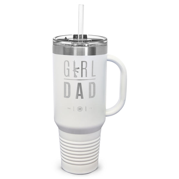 Gun-Owning Girl Dad V2 Laser Etched 40oz Tumbler, Vacuum Insulated, With Handle & Straw