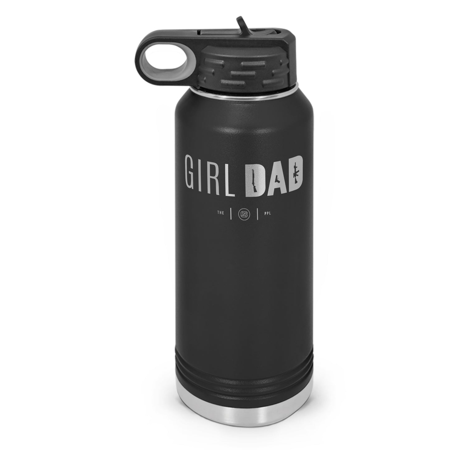 Gun-Owning Girl Dad Double Wall Insulated Laser Etched Water Bottle