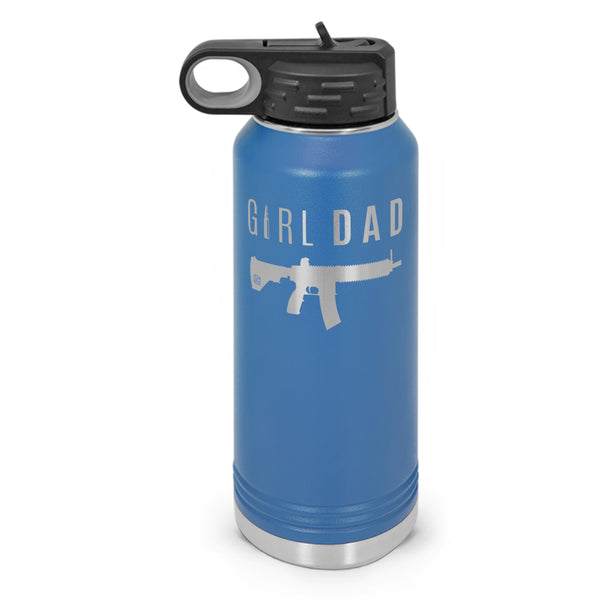 Gun-Owning Girl Dad V1 Double Wall Insulated Laser Etched Water Bottle