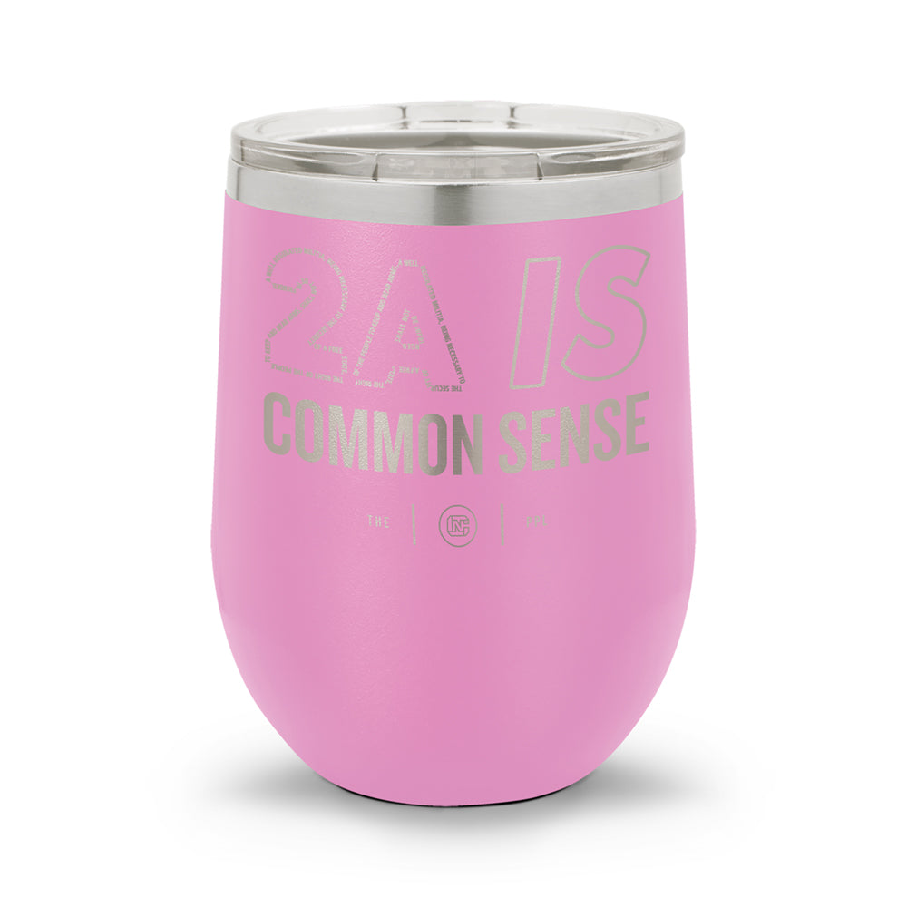 2A Is Common Sense | 12oz Laser Etched Stemless Wine Cup