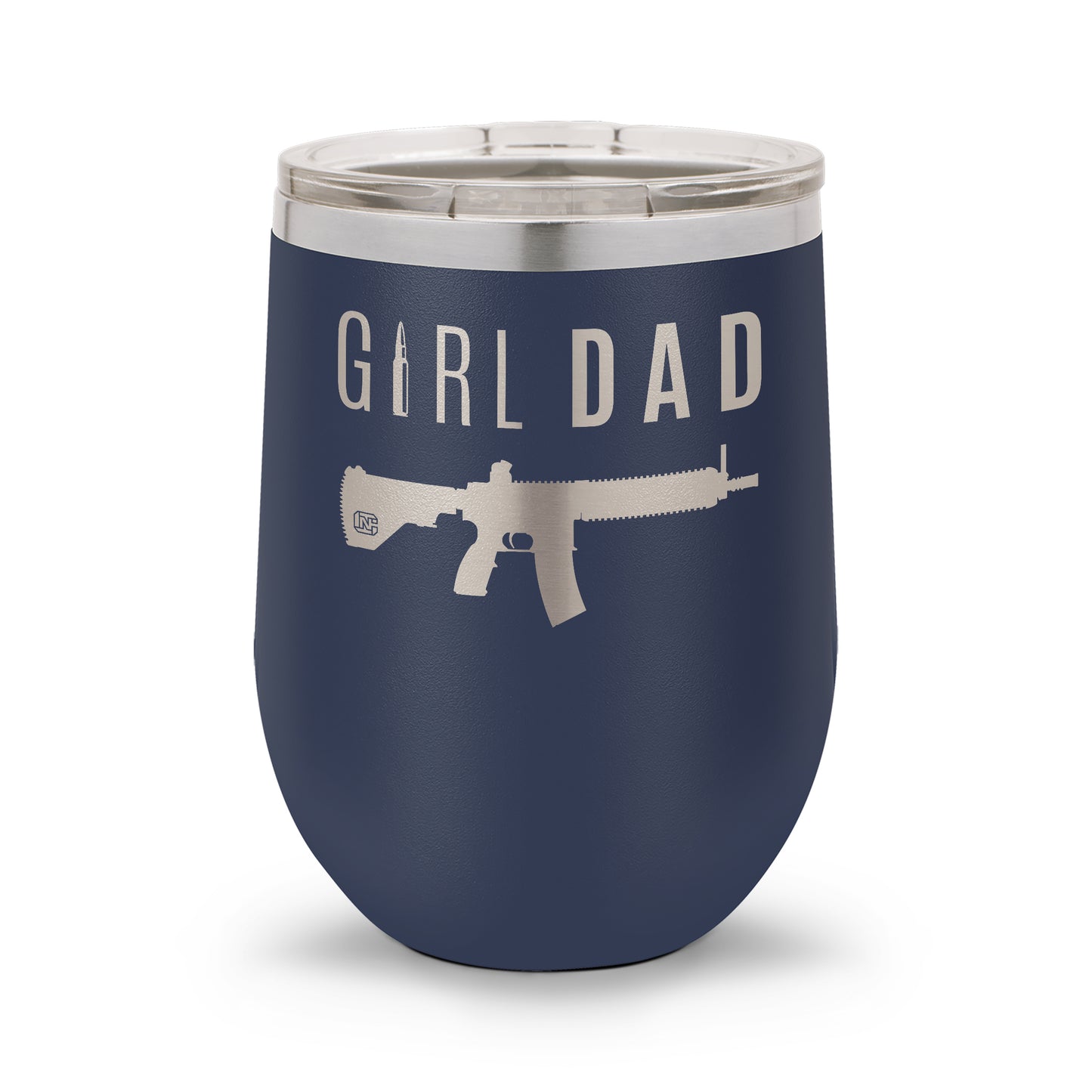 Gun-Owning Girl Dad V1 | 12oz Laser Etched Stemless Wine Cup