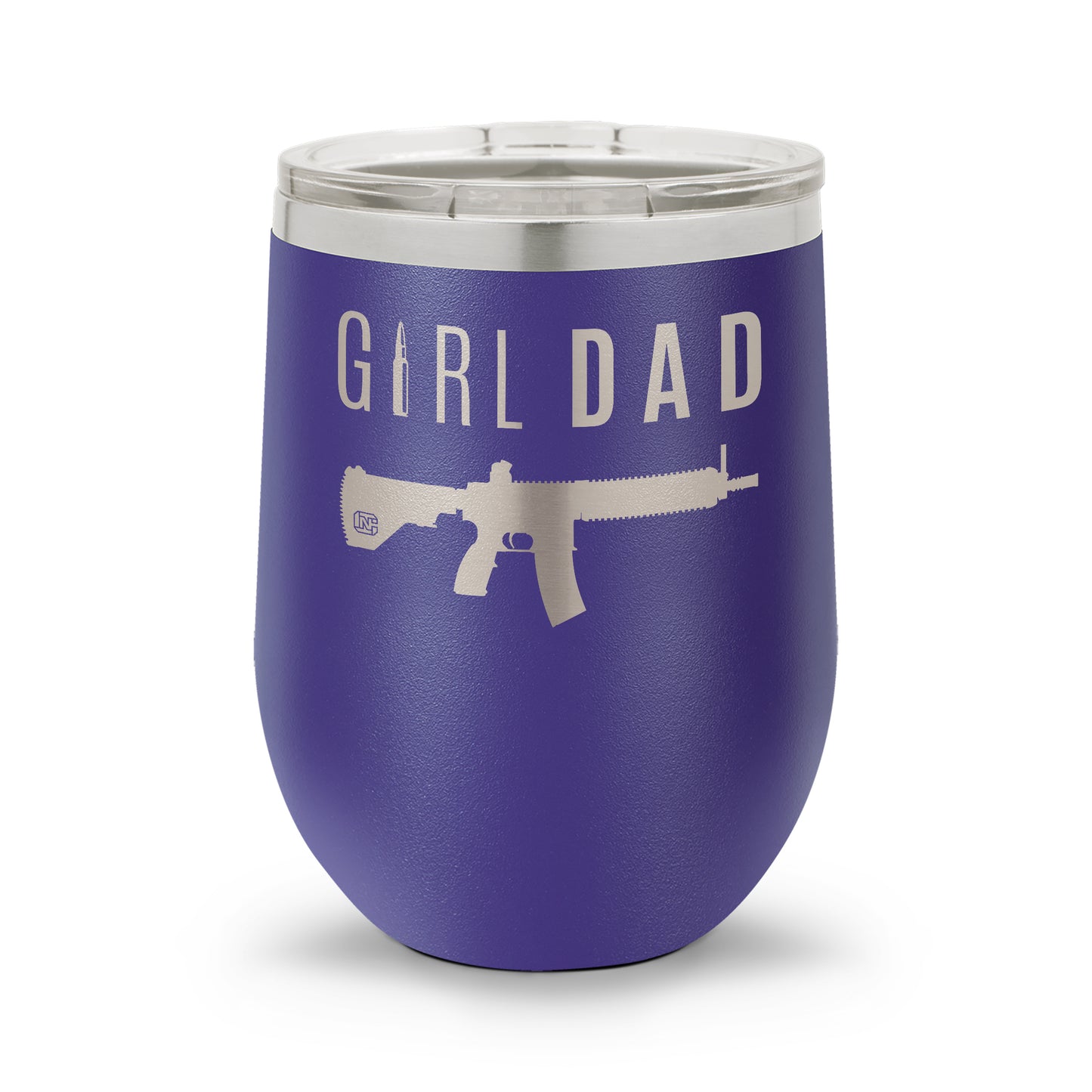 Gun-Owning Girl Dad V1 | 12oz Laser Etched Stemless Wine Cup