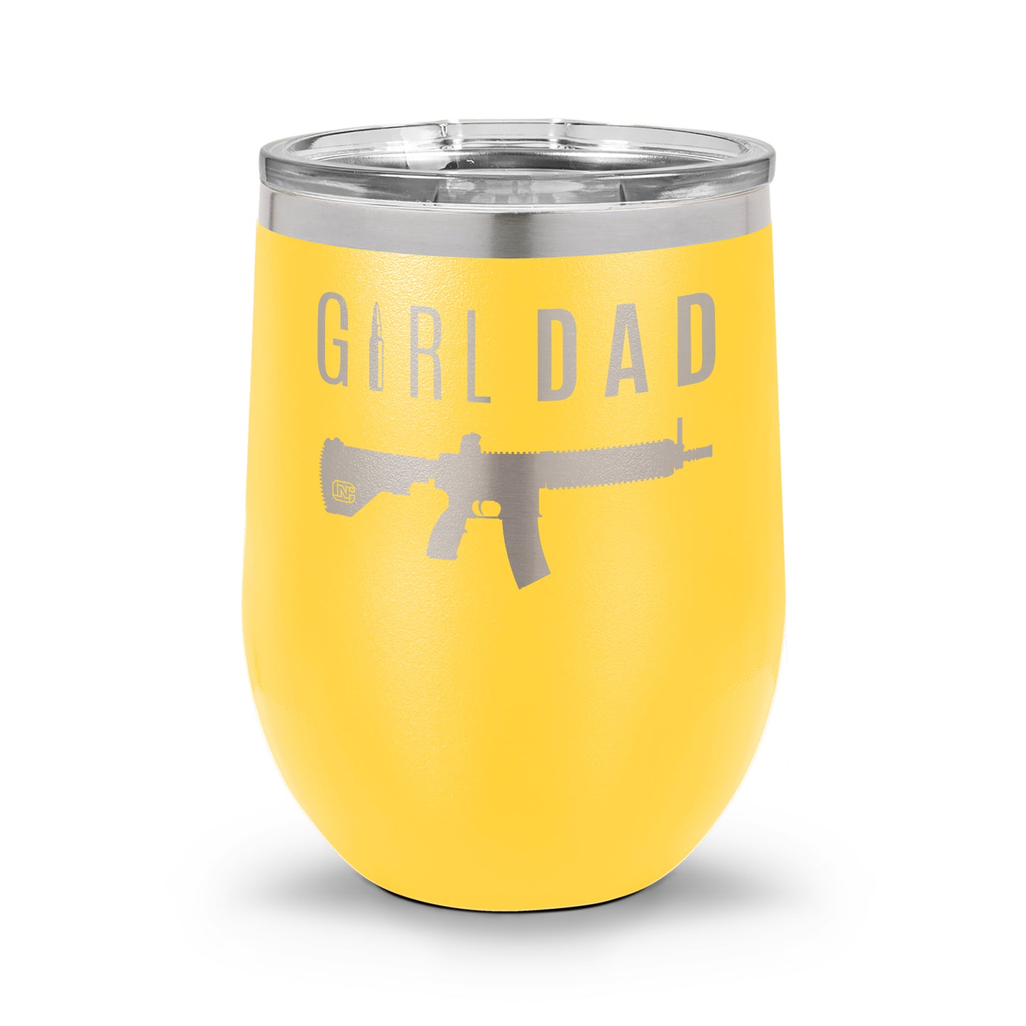 Gun-Owning Girl Dad V1 | 12oz Laser Etched Stemless Wine Cup