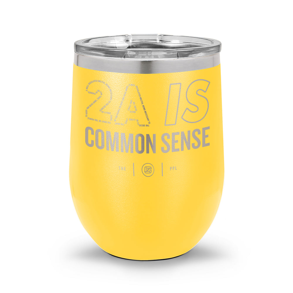 2A Is Common Sense | 12oz Laser Etched Stemless Wine Cup