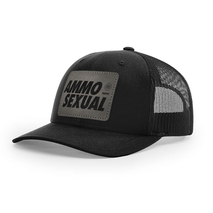 AmmoSexual Leather Patch Black Trucker Hat