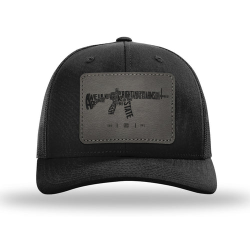 AR-15's Are Protected By The 2A Leather Patch Black Trucker Hat
