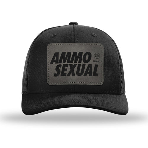 AmmoSexual Leather Patch Black Trucker Hat