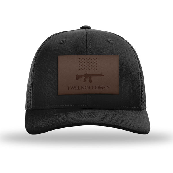 I Will Not Comply Leather Patch Trucker Hat