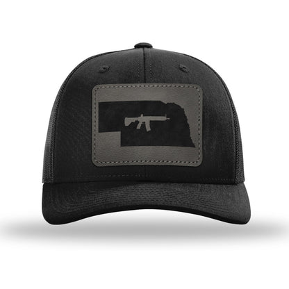 Keep Nebraska Tactical Leather Patch Trucker Hat