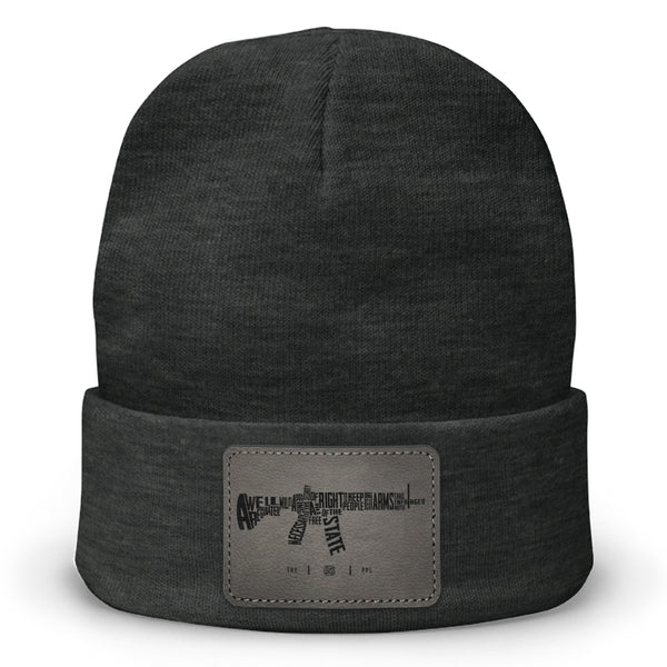 AR-15's Are Protected By The 2A Leather Patch Beanie