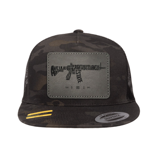 AR-15's Are Protected By The 2A Leather Patch Black Multicam Trucker Hat Snapback