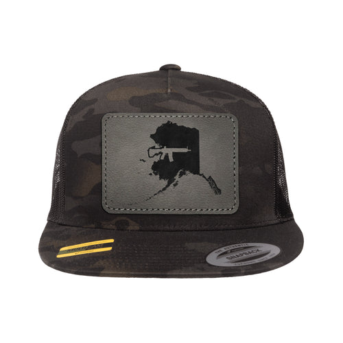 Keep Alaska Tactical Leather Patch Black Multicam Trucker Hat Snapback